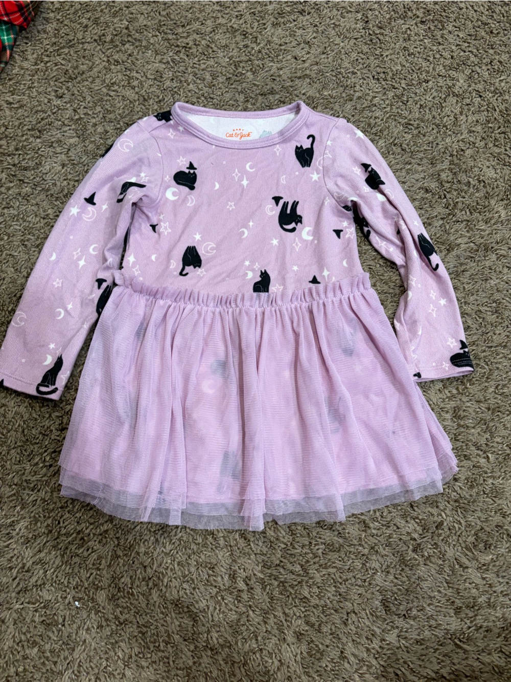 Cat & Jack Pink Lavender Cat Print Tulle Bodysuit